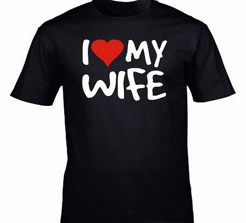 I LOVE MY WIFE (XXL - BLACK) NEW PREMIUM LOOSE FIT BAGGY T SHIRT - Anniversary Husband Valentines Day Spouse Partner Marriage Slogan Funny Novelty Nerd Vintage retro top clothes Unisex Mens Ladies Wom