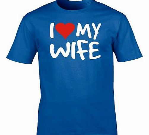I LOVE MY WIFE (XXL - ROYAL BLUE) NEW PREMIUM LOOSE FIT BAGGY T SHIRT - Anniversary Husband Valentines Day Spouse Partner Marriage Slogan Funny Novelty Nerd Vintage retro top clothes Unisex Mens Ladie