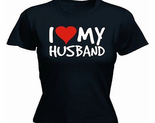 LADIES I LOVE MY HUSBAND (L - BLACK) NEW PREMIUM FITTED T SHIRT - Anniversary Wife Valentines Day Spouse Partner Marriage Slogan Funny Novelty Nerd Vintage retro top clothes Unisex Womens Girl Lady ts