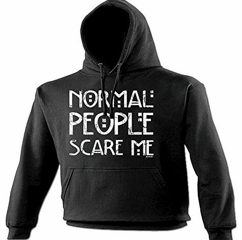 Fonfella Slogans NORMAL PEOPLE SCARE ME (4XL - BLACK) NEW PREMIUM HOODIE - slogan funny clothing joke novelty vintage