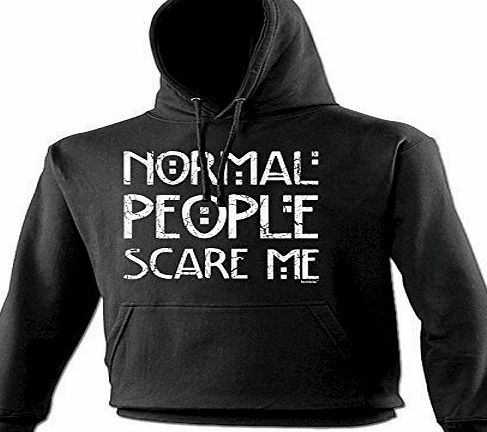 NORMAL PEOPLE SCARE ME (M - BLACK) NEW PREMIUM HOODIE - slogan funny clothing joke novelty vintage retro top mens ladies girl boy sweatshirt men women hoody hoodies fashion urban cool geek shirt nerd 