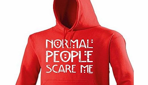 NORMAL PEOPLE SCARE ME (M - RED) NEW PREMIUM HOODIE - slogan funny clothing joke novelty vintage retro top mens ladies girl boy sweatshirt men women hoody hoodies fashion urban cool geek shirt nerd th