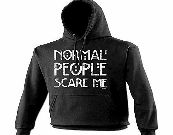 NORMAL PEOPLE SCARE ME (S - BLACK) NEW PREMIUM HOODIE - slogan funny clothing joke novelty vintage retro top mens ladies girl boy sweatshirt men women hoody hoodies fashion urban cool geek shirt nerd 