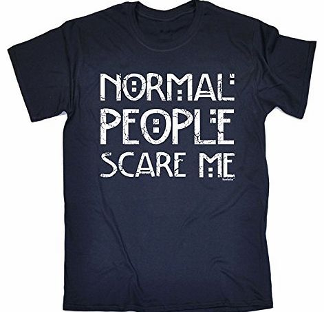 NORMAL PEOPLE SCARE ME (XL - OXFORD NAVY) NEW PREMIUM LOOSE FIT T-SHIRT - slogan funny clothing joke novelty vintage retro t shirt top mens ladies womens girl boy men women tshirt tees tee t-shirts sh