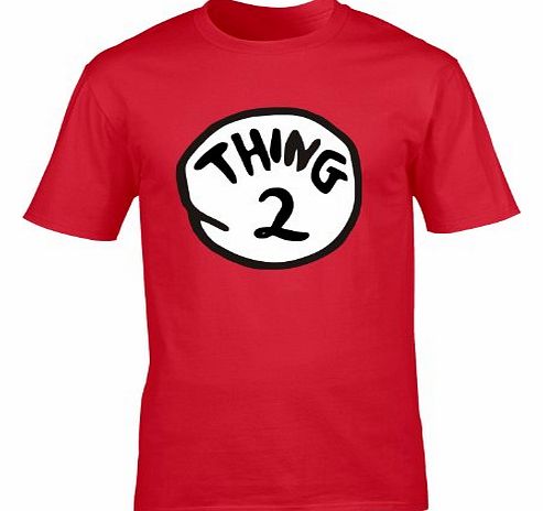 THING 2 (XL - RED) NEW PREMIUM LOOSE FIT BAGGY T SHIRT - Slogan Funny Clothing Joke Novelty Dr top Mens Ladies Womens Girl Boy in the tshirt Tees Tee shirts s Cat Fancy Dress Seuss Cool Hat geek One T