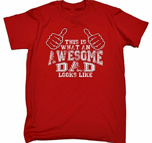 THIS IS WHAT AN AWESOME DAD LOOKS LIKE (XXL - RED) NEW PREMIUM LOOSE FIT T-SHIRT - slogan funny clothing joke novelty vintage retro t shirt top mens ladies womens girl boy men women tshirt tees tee t-