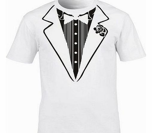 TUXEDO (S - WHITE) NEW PREMIUM LOOSEFIT T SHIRT - Slogan Funny Clothing Joke Novelty Vintage retro top Mens Ladies Womens Girl Boy tshirt Tees Tee t-shirts shirts Fashion Urban Cool geek fancy dress 8