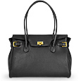 Black Embossed Leather Large Satchel Bag