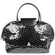 Fontanelli Black Mosaic Italian Leather Handbag