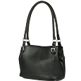 Black stiched Soft Leather Bucket bag