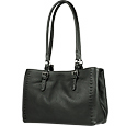 Fontanelli Black Stitched Soft Leather Satchel Bag
