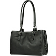 Black Stitched Soft Leather Satchel Bag