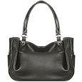 Black Stitched Soft Leather Tote