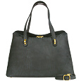Fontanelli Black Textured Leather Top Closure Bag