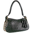 Black Woven Leather Hobo Bag