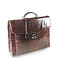 Fontanelli Brown Croc-Embossed Leather Briefcase