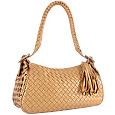 Camel Woven Leather Hobo Bag