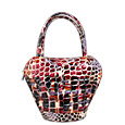 Multi-color Stamped Italian Leather Handbag