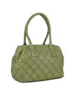 Fontanelli Olive Green Quilted Nappa Leather Doctor-Style Bag