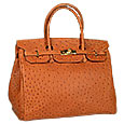 Ostrich Stamped Leather Birkin Style Handbag