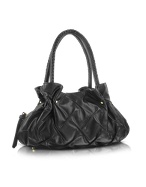 Pleated Nappa Leather Satchel Bag