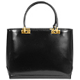 Fontanelli Polished Black Leather Tote Handbag