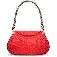 Fontanelli Red Croco-embossed Leather Flap Bag w/Python Trim