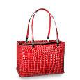 Fontanelli Red Crocodile Stamped Bread Basket Handbag