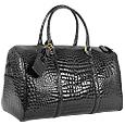 Fontanelli Shiny Black Croco Leather Travel Bag