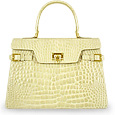 Shiny Sand Croco-style Leather Handbag