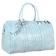 Fontanelli Shiny Sky Blue Croco Leather Travel Bag