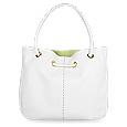 Fontanelli White Soft Leather Large Reversible Tote Bag w/Pouch