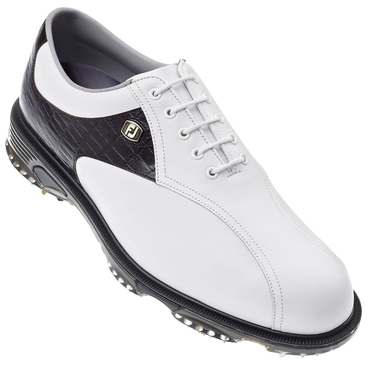 DryJoys Tour Golf Shoes White/Brown Croc
