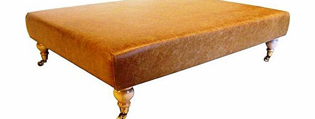 Footstools2u Large Coffee Table Upholstered in Aged Ash Leather