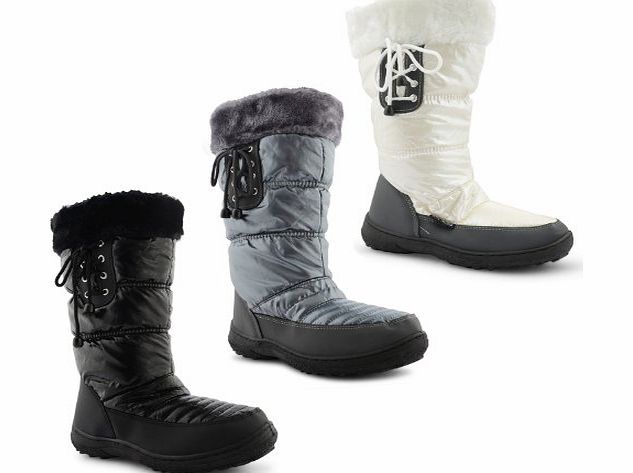 New Ladies Winter Faux Fur Lined Ski Moon Water Resistant Snow Boots Size UK 3-8