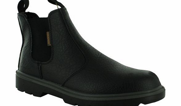 Footwear Sensation New Mens Groundwork Slip On Steel Toe Safety Ankle Boots Size UK 7 8 9 10 11, Black UK Size 8