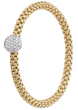 Fope Flex It Solo Gold Diamond Bracelet `647B PAVE