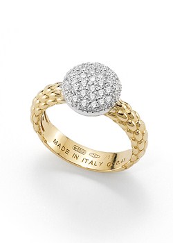 Fope Flex It Solo Gold Diamond Ring `AN648 PAVE