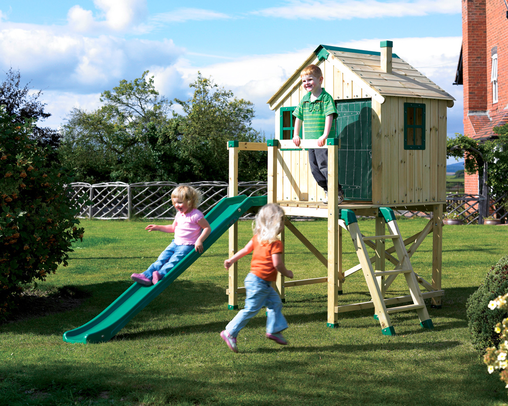 Lodge Climbing Frame Set with Playhouse and Slide