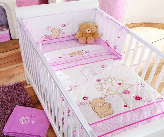 Forever Friends beautiful by izziwotnot Cot/cot bed Quilt for baby girls nursery - Pink