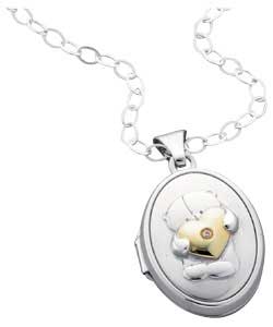 forever friends Sterling Silver Cubic Zirconia Bear Locket