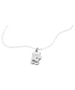 forever friends Sterling Silver Diamond Set Bear Pendant