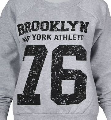 Forever New Womens Brooklyn 76 Los Angeles And Work Out Print Fleece Sweatshirt Top