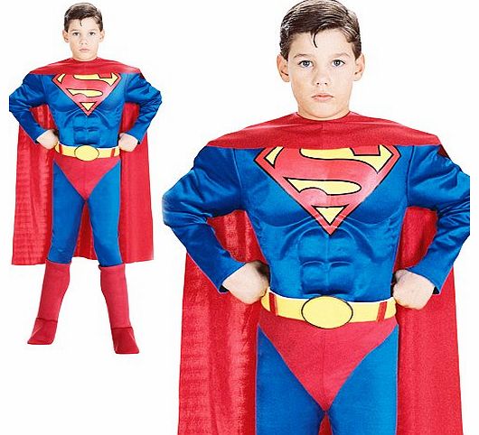 Boys Deluxe Padded Muscle Chest Superman Costume (5-7 years)