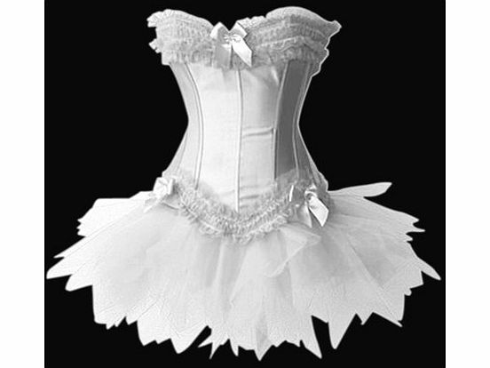 Forever Young Burlesque Moulin Rouge Lolita FANCY DRESS Corset amp; Tutu (UK Size 10, White Corset amp; White Tutu)