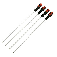 FORGE STEEL Long Reach Screwdriver Set 4Pc 18andquot;