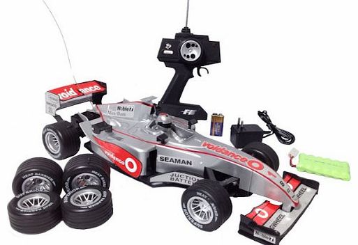 Formula 1 HUGE 1:10 F1 Radio Remote Control Formula One Car - CAN RACE 2 CARS (SILVER 27MHZ)