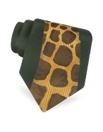 Fornasetti Giraffe - Dark Green Woven Silk Tie