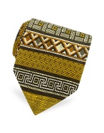 Golden Pompei Mosaics Printed Silk Tie