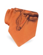 Fornasetti Orange Smoker Sketch Pure Silk Tie